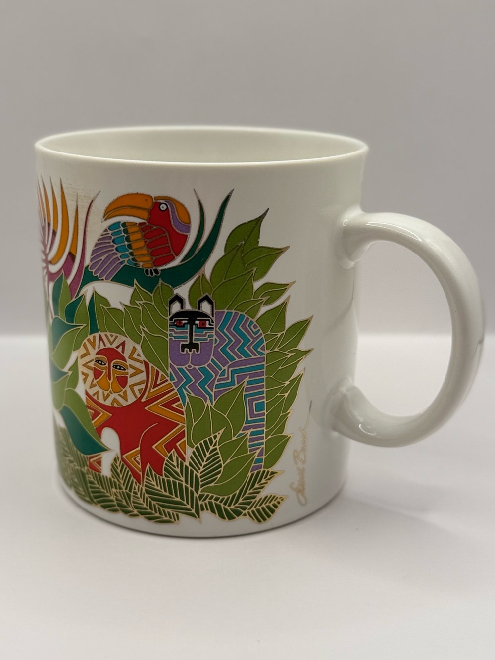 Vintage Laurel Burch The Secret Jungle Mug with Gold Accents 1989